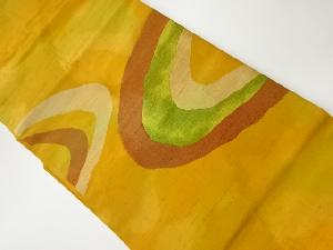 リサイクル　手織り紬曲線模様織出し名古屋帯